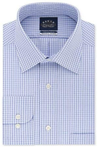 Club Room Mens Cotton Plaid Dress Shirt Blue Sz 14 12 4390₽