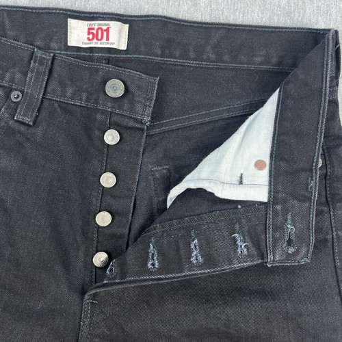 Vintage Levis 501 Jeans Mens 33x30 Black Denim Black Rivets Y2K Button Fly - Picture 8 of 18