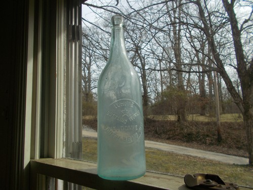 SOUTH BEND,IND WHITE BOTTLING WORKS EMB STAR E.DOMKE QUART 1890s BLOB TOP BEER - Picture 7 of 7