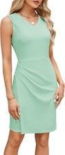 GRACE KARIN Women's Wear to Work Dress V Neck Sleeveless Ruched Wrap LARGE
