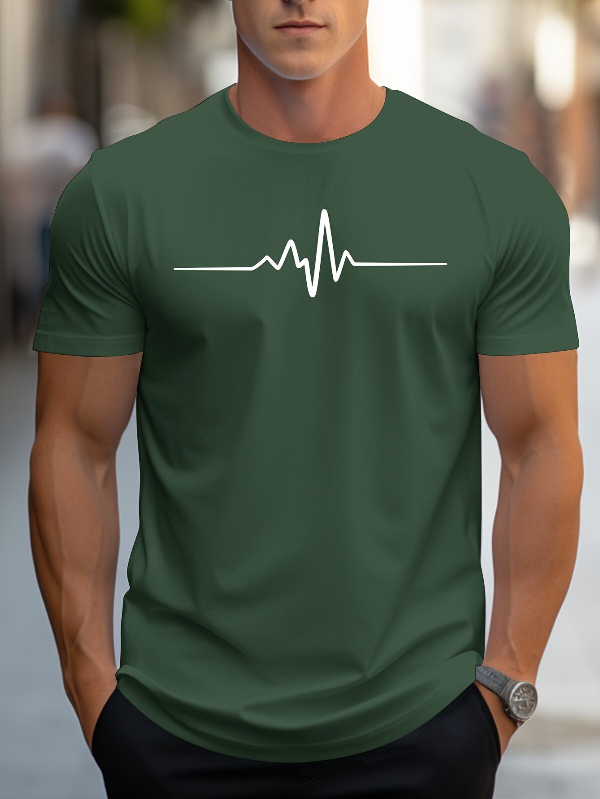 Creative Graphic Print Men's Creative Top, Casual Short Sleeve Crew Neck T-shirt