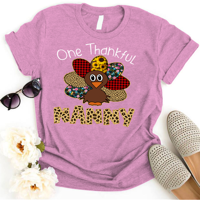 One Thankful Nanny Turkey Thanksgiving gift T-Shirt Shirt ...