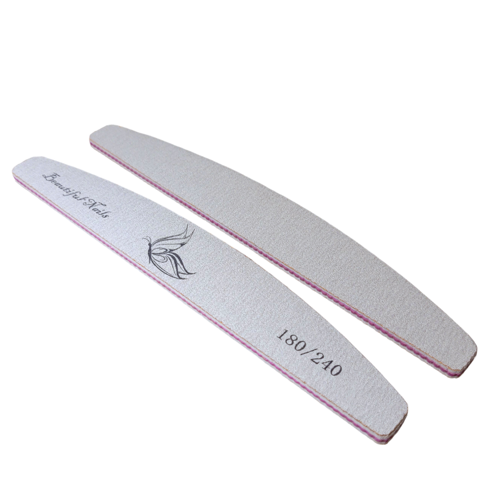 Nail Files 100/180/240 Grit Half Moon Emery Board Buffer File Diamond