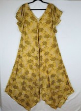 Emma Michele Boho Dress Womens Medium V-Neck Ruffled Sleeve Yellow NWT