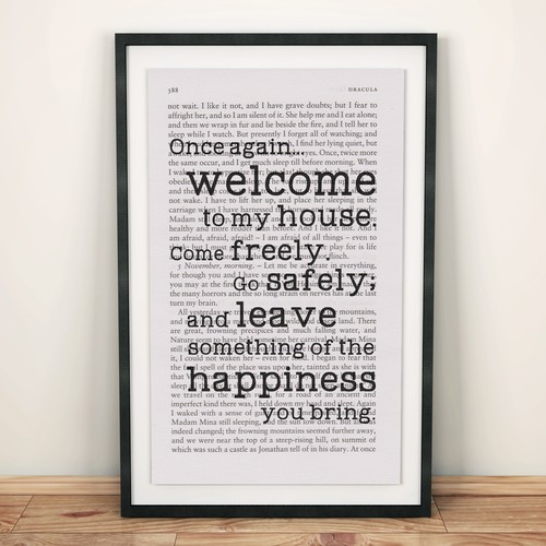 Dracula Book Page Art Nouveau Bienvenue Dans Ma Maison Imprime Citation Ebay