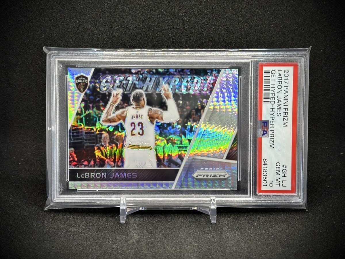 LeBron James 2017 Panini Prizm Get Hyped Hyper Prizm SP PSA 10 
