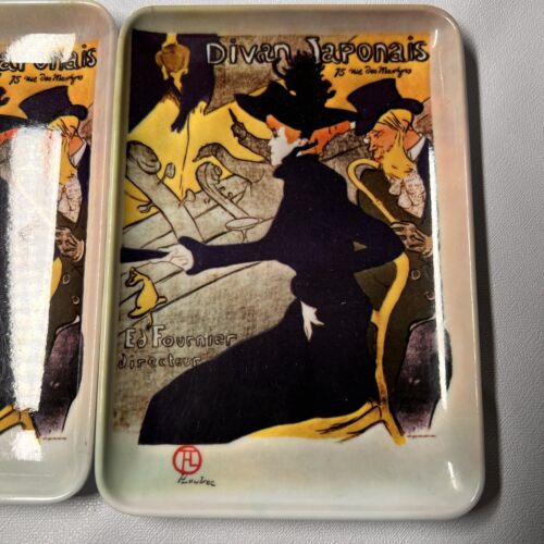 Vintage Melamine Trinket Trays Art Deco Artwork Set of 2 4"x6" - Picture 2 of 6