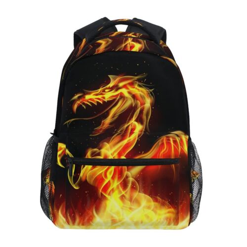 School Backpack Gold Fire Dragon Bookbag for Boys Girls Teens Casual Travel B...