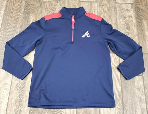Atlanta Braves 1/2 Zip Long Sleeve Pullover Fleece Jacket Blue Acuna Sale L