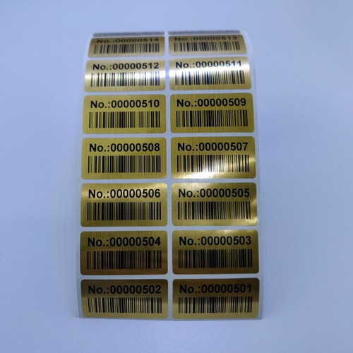 1000 Labels inventory or retail Serial Numbers With Barcode Stickers Gold colour - Picture 4 of 5
