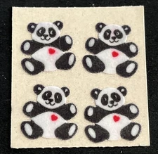 Vintage 80’s Sandylion Fuzzy PANDA BEAR Sticker - Brown Backing