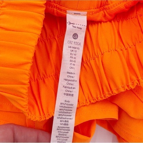 CRZ YOGA Girls Athletic Shorts Zip Pocket High Waist Skort Neon Orange Medium - Picture 6 of 11