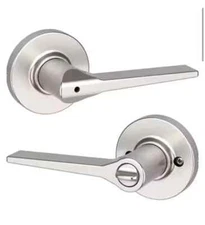 NEW Kwikset Hollis Privacy Bed/Bath Door Handle Knob Lever Satin Nickel Free Shi