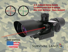 2.5-10x40 Rifle Scope Illuminated Red & Green Mil-dot Reticle Rail Mount
