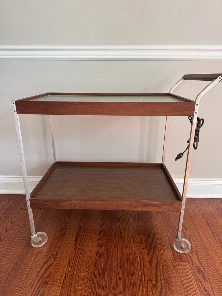 Carro de barra de servicio con calefacción Salton Hotray de 2 niveles H-158S MCM de colección años 60 Foto 2 de 4