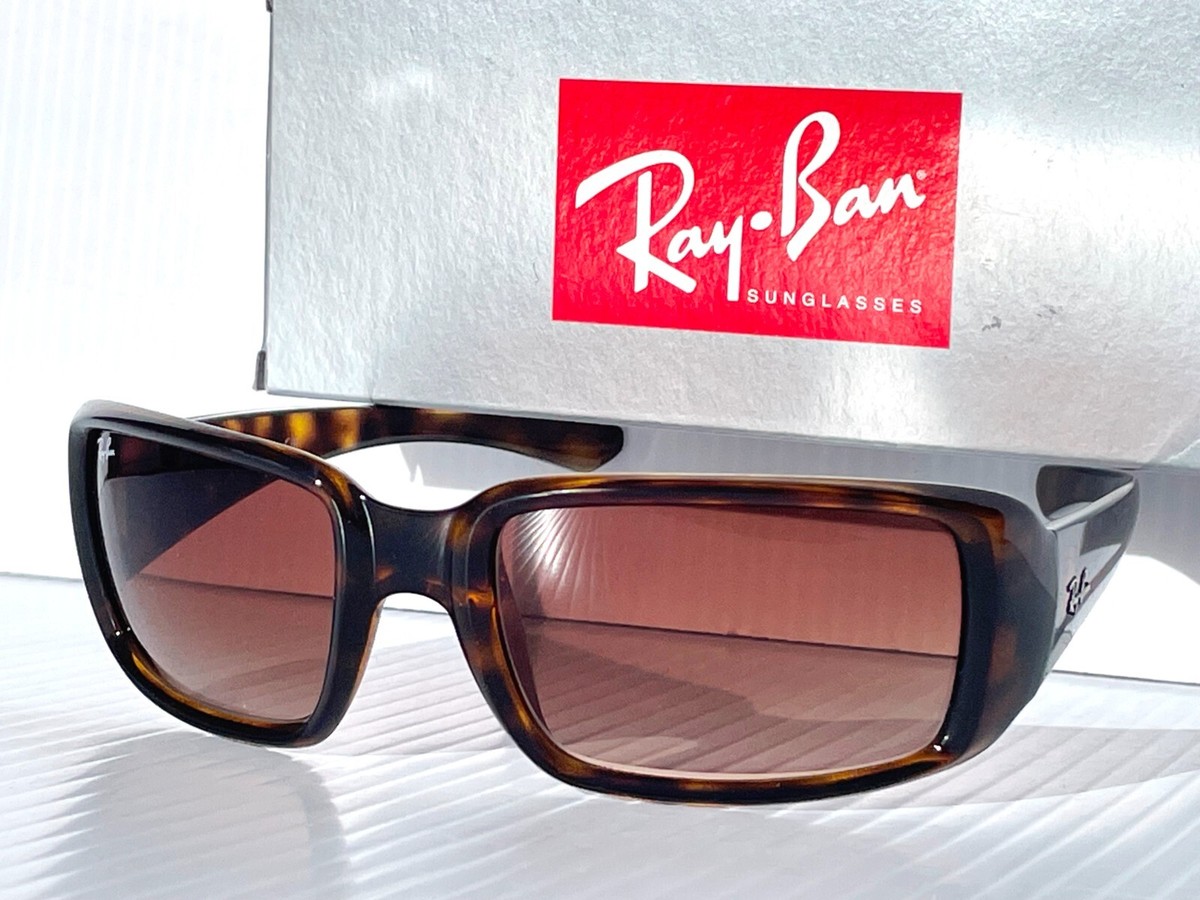 NEW Ray Ban ShinyTortoise frame w Brown Lens Wrap Sunglass RB4338
