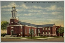 Forest Avenue Methodist Church Montgomery Alabama AL Vintage Linen Postcard