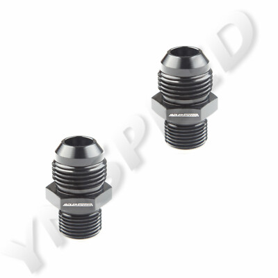 US SHIP 2PCS AN10 10AN AN-10 Male To M18 x 1.5mm Aluminum Straight Fitting Black