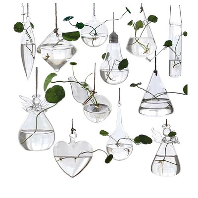 Home Planters Clear Glass Flower Plant Hanging Vase Ball Terrarium Container W D
