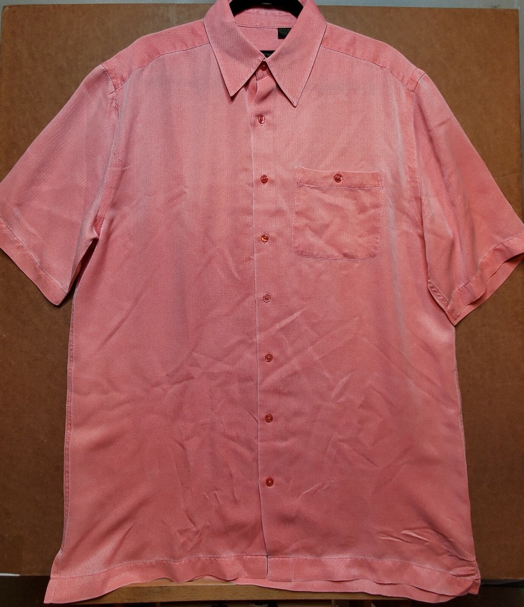 cotton reel dress shirts Cotton Reel Orange Long Sleeve Shirt Floral Plackets Paired Square Buttons L
