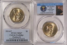 2014 P Calvin Coolidge Presidential Dollar PCGS MS67 Position B