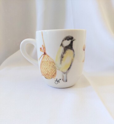 Jet by Ter Steege WINTER Vintage Ceramic Yellow Bird Theme Coffe Tea Mug 5 oz