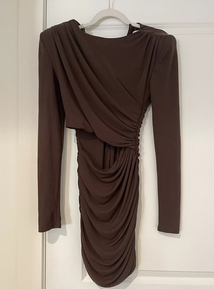 zara cut out shoulder pad dress COMBINATION SHOULDER PAD MIDI DRESS - Black / White