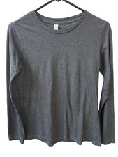 Bella T-shirt Womens Small Gray Long Sleeved Round Neck Cotton Plain Solid