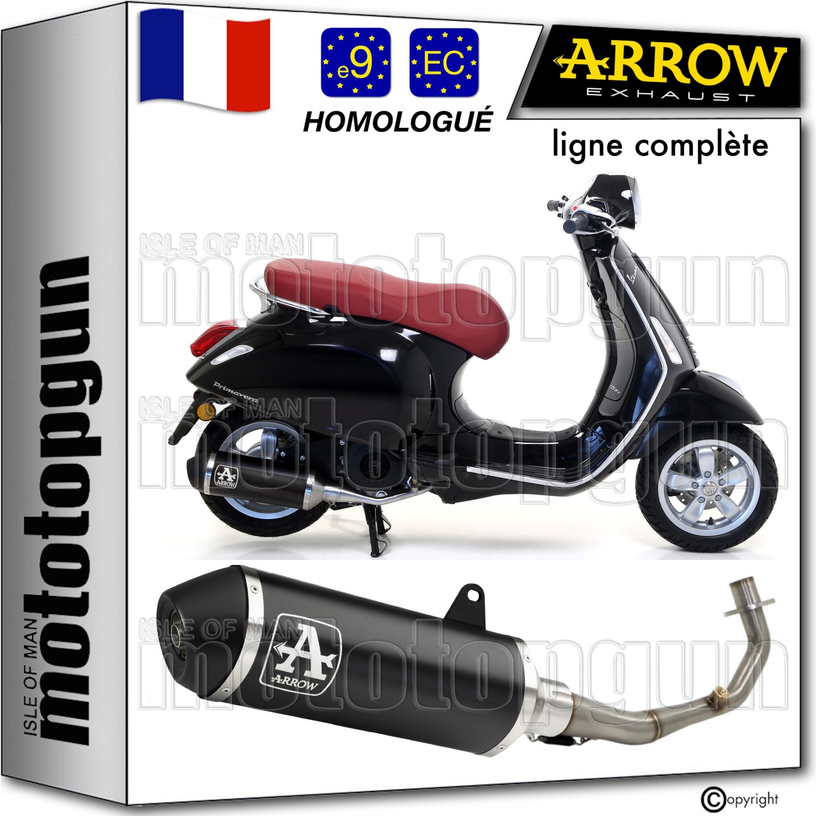 Pot Homologué Arrow Urban Noir Vespa Primavera 125i 2018 Ligne