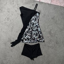 BLACK AND SILVER DANCE/HALLOWEEN COSTUME WITH BLACK SHORTS 