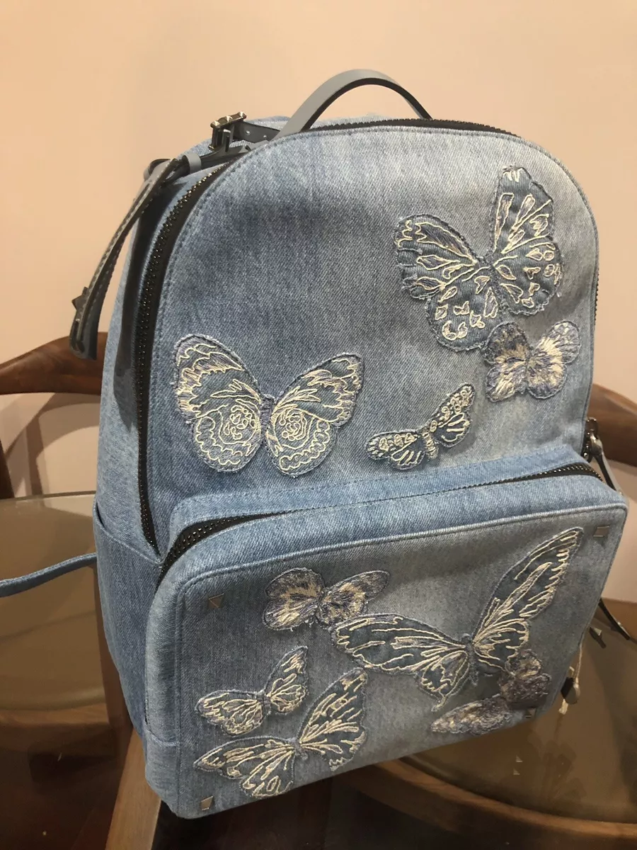 Valentino Garavani, Bags, Valentino Garavani Denim Butterfly Backpack Blue