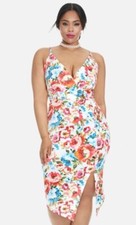 Fashion to Figure Floral Wrap Front Bodycon Dress White Multi Plus Size 3X NWT