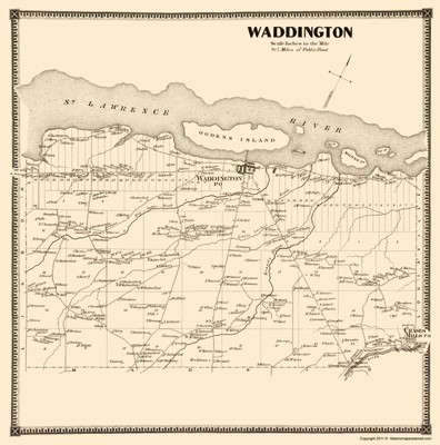 Historic City Map - Waddington New York - Stone 1865 - 23 x 23.23