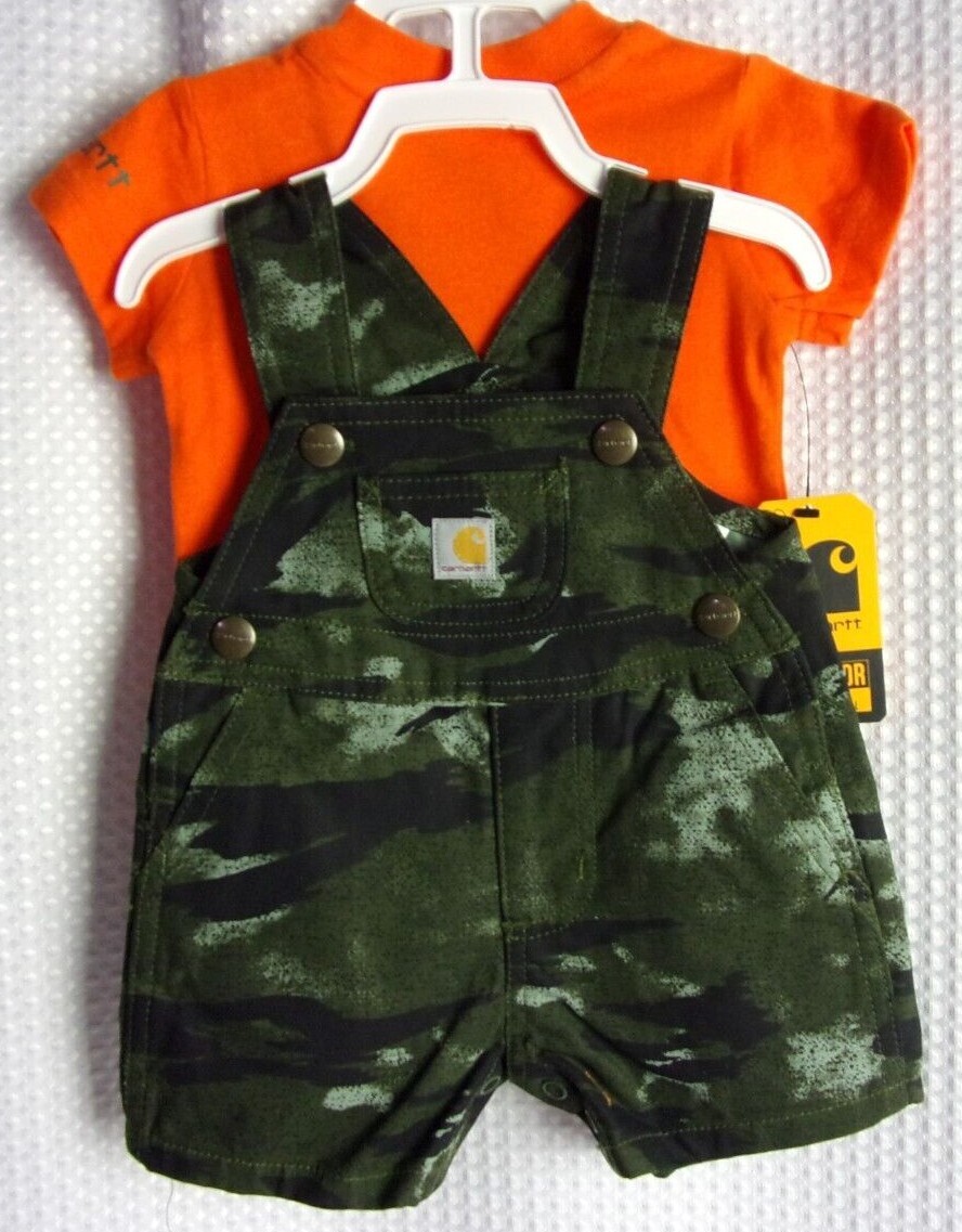 Carhartt KID'S MichiganChoreCoat 迷彩カモフラ Carhartt Camo Overall Shorts & One Piece Top Baby Sz 6 Mo