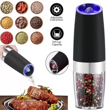 Gravity Electric Salt or Pepper Self Grinder Mill Shakers Adjustable Automatic