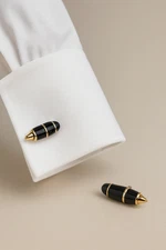 Vintage SWANK Black & Gold Cufflinks - Classic Men's Formalwear