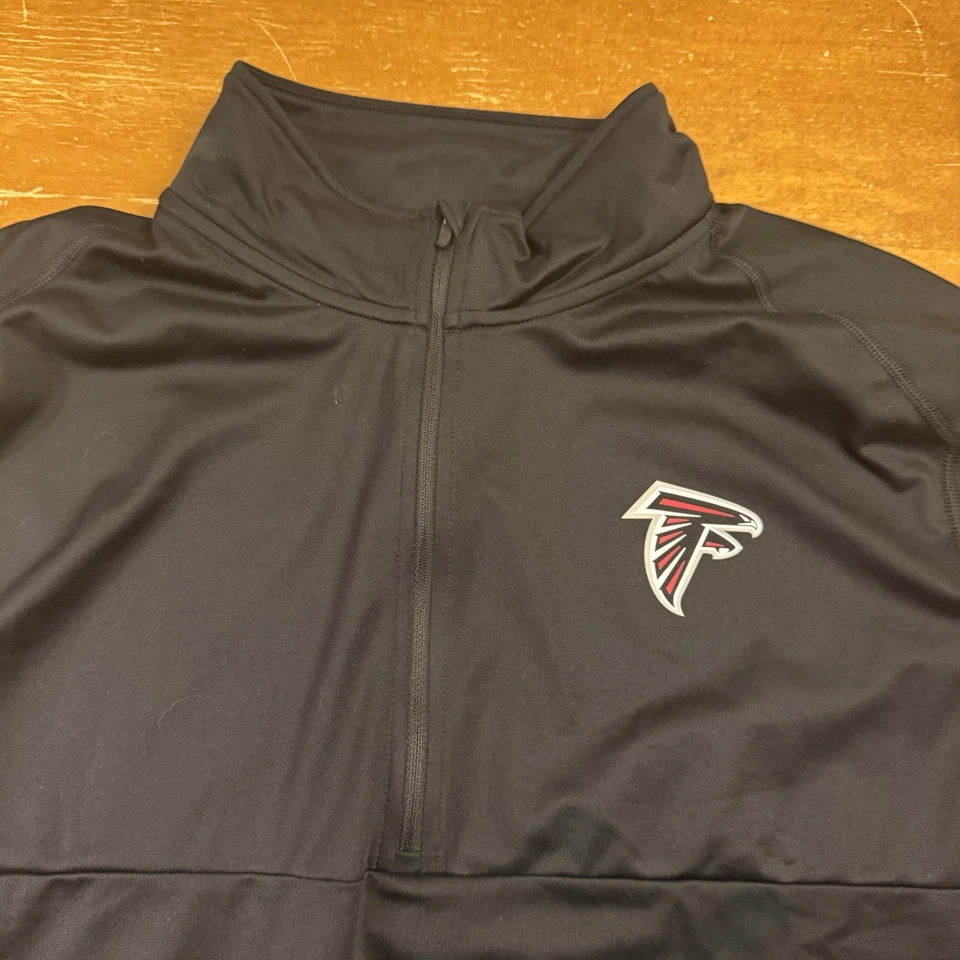 Atlanta Falcons Sweater Mens 2XL Black Football 1/4 Zip Pullover NFL - Image 3 of 4