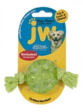 JW Pet Lattice Ball Super Tough Megalastomer Tug Fetch Chew Dog Toy Small