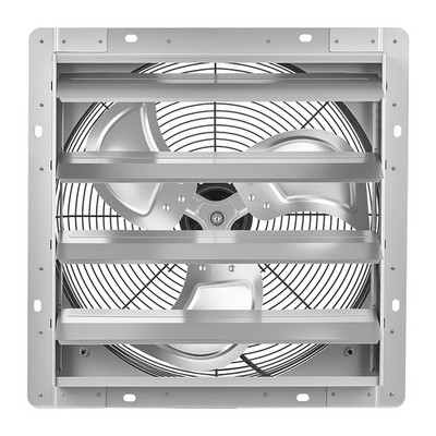 Uimoso 16-Inch Wall-Mounted Exhaust Fan with Automatic Louvers, Silver Steel
