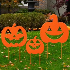 3 Pack Halloween Decorations Outdoor Metal Halloween Garden Stakes Metal Ghos...