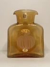 Sand-Etched Rustic Pumpkin Blenko Glass Water Bottle 384 Topaz