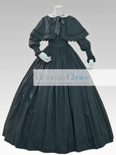Black Victorian Dickens Fair 19th Century Civil War Cape Dress Theater Wear 717
