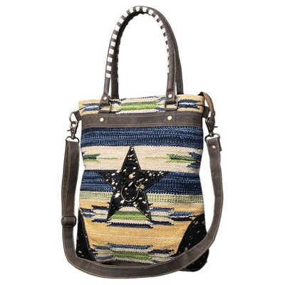 KB OHLAY KB492 TOTE Upcycled Wool Canvas Genuine Leather women bag western