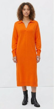 NWT Everlane The Cashmere Polo Dress in Persimmon V-neck Relaxed Sweater Knit L