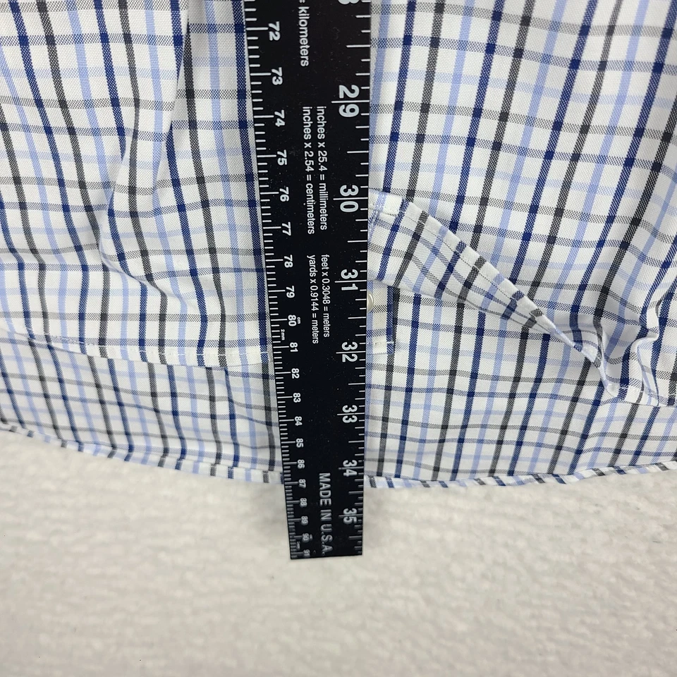 Camisa masculina Nordstrom 17.5 34 azul sem rugas ajuste tradicional botão para cima - Imagem 4 de 4