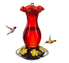 Hummingbird Feeder 18oz Outdoor Hanging Red with 6 Ports Bee Guards  Ant Moat
