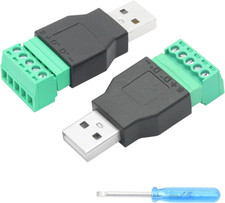 2Pcs USB 2.0 a Male to 5 Pin Screw Terminal Adapter, USB a Quick Connect Solderl