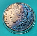 Amazing Rainbow Toned 1884 Morgan Silver Dollar UNC BU Blue Toning