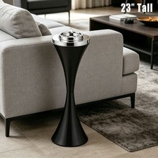 Floor Standing Ash Tray w/ Lid Self-Cleaning Smoking Patio Windproof Ash Holder