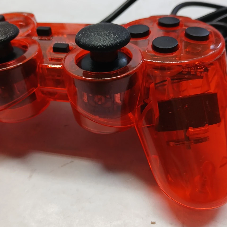 Wired 5.5ft Dual Vibration Controller Gamepad for PS2 & PS1 Transparent Red - Image 2 of 4